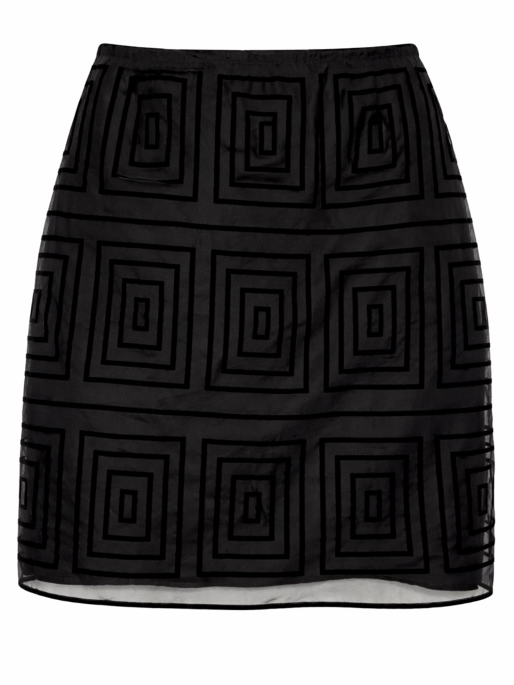 C'est City Black Geometric Velvet Devore Silk Blend Pencil Skirt Size 12 NWT